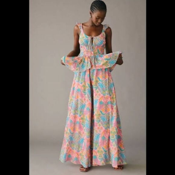 Love The Label Pants - Anthropologie Love The Label Boho Wide Leg Jumpsuit Size S Tie Paisley Festival